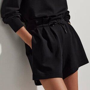 Varely Claude High-Rise Paperbag Shorts in Black, Size Small